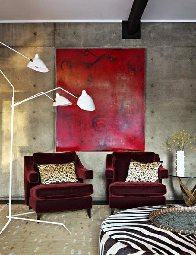 Deep Red Walls And Striking Statement Art