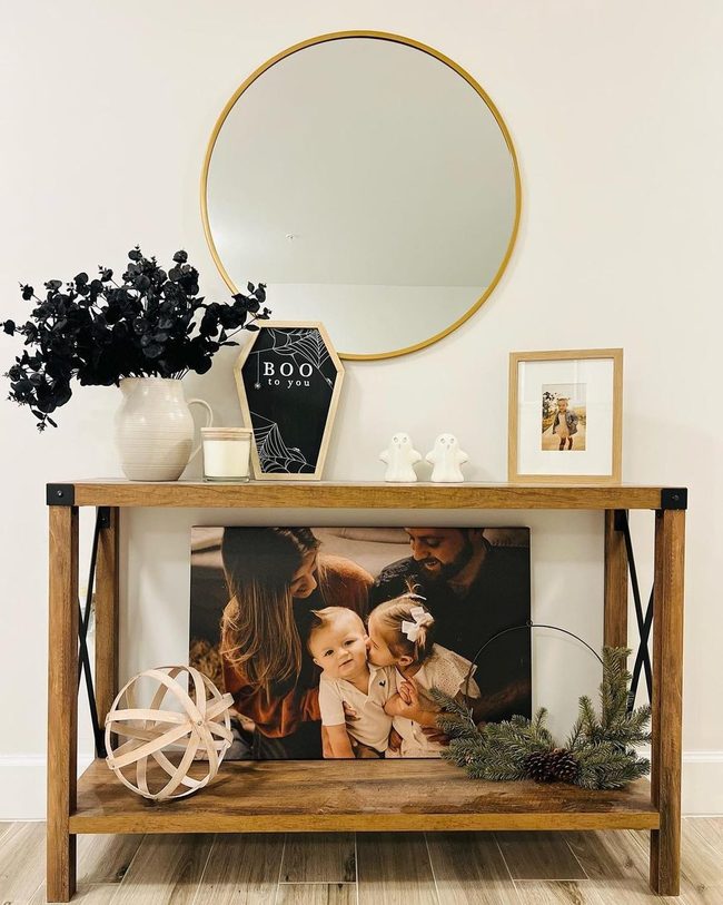 Gold Mirror Halloween Entryway