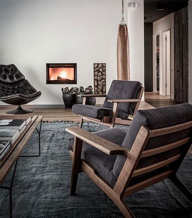Fireplace And Punching Bag Living Room