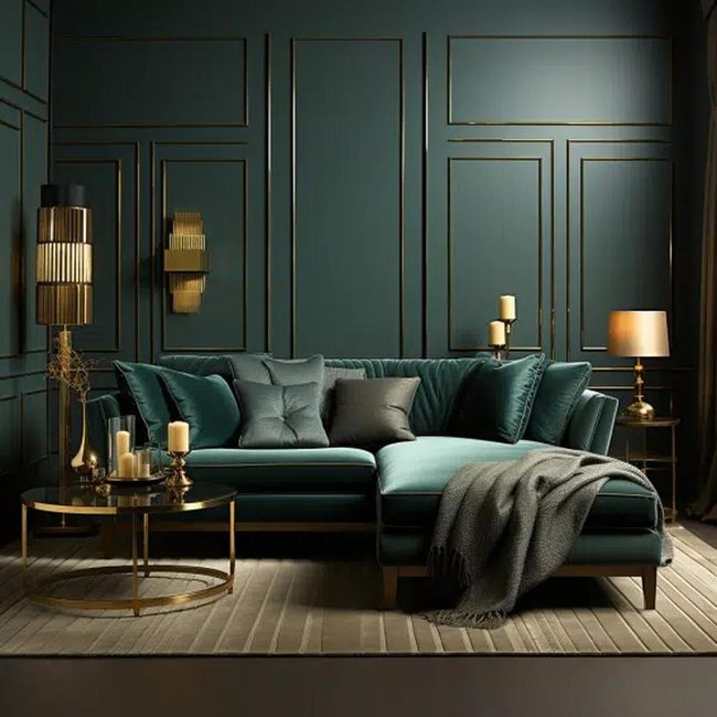Emerald Panels With Gold Accents