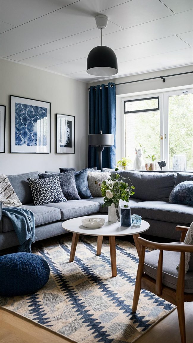 Layered Textures Gray Blue Living