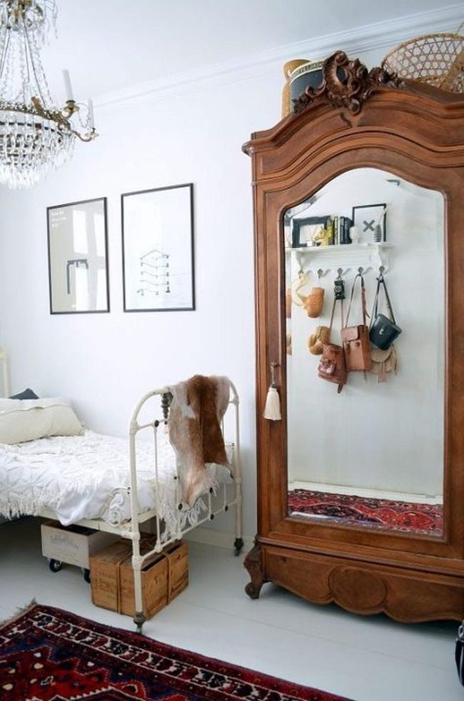 Carved Wood Wardrobe Anchors White Bedroom