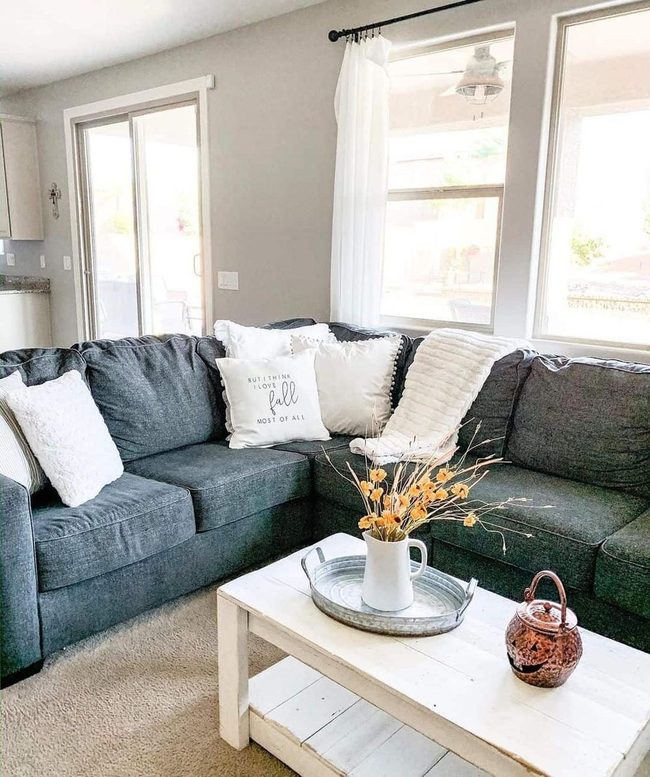 Dark Grey L-Shaped Couch Statement