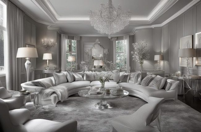 Silver Metallic Furniture Meets White Spaces