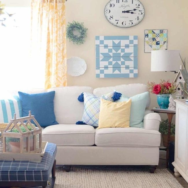 Yellow Blue Gray Living Room Pop