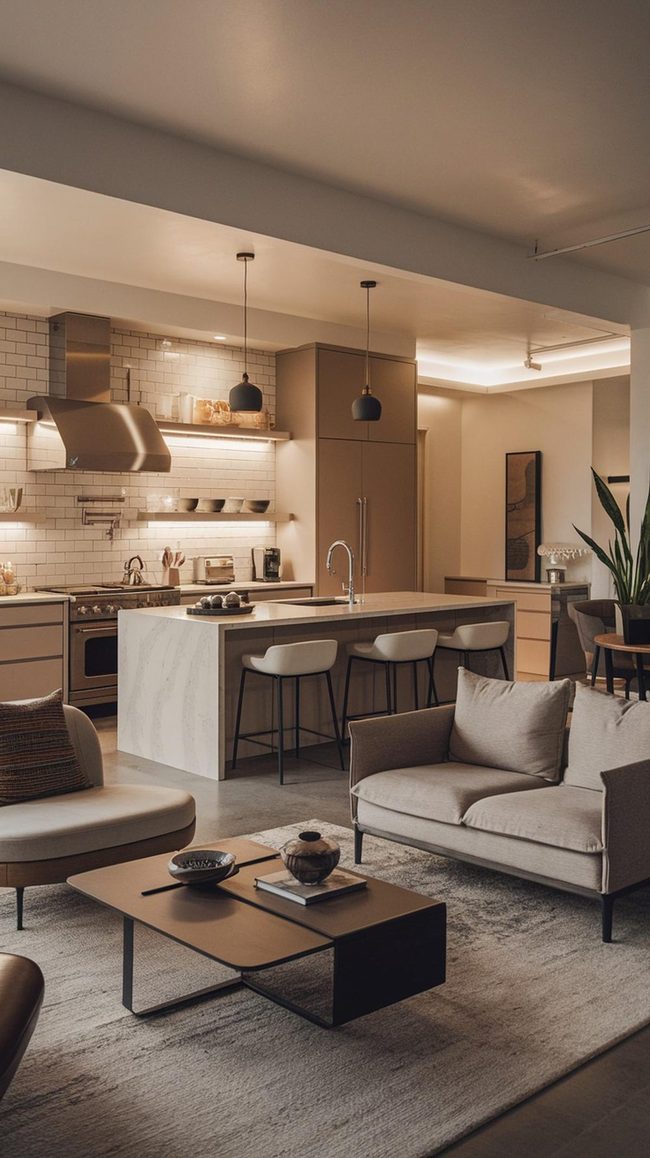 Bright Island Dividing Kitchen Living