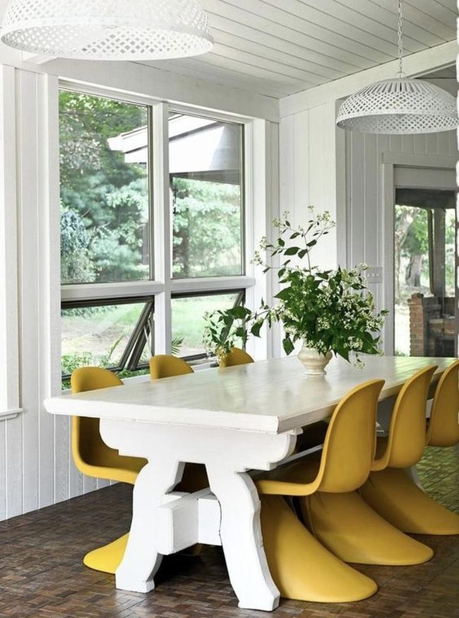 Mustard Chairs Flood Light Dining