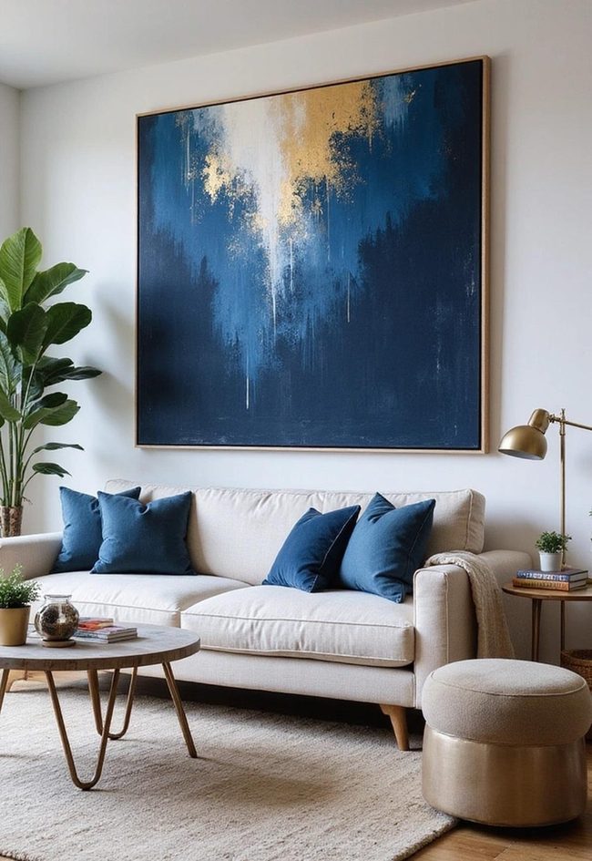 Navy Canvas Statements For Living Rooms