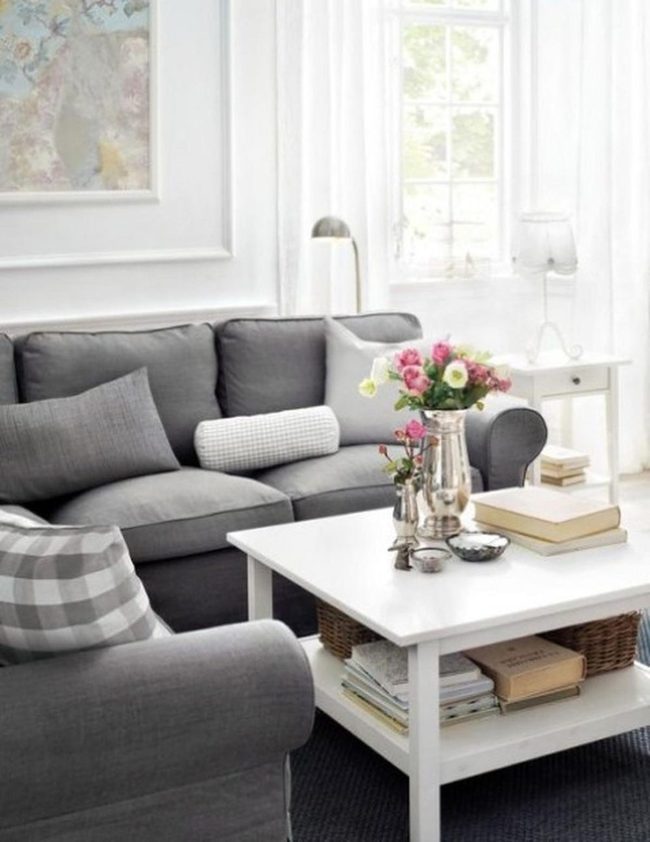 Gray Couches, White Walls, Light