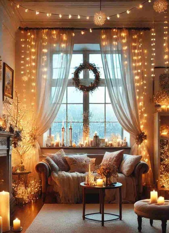 Twinkling Pendant Lamps And Candle Glow