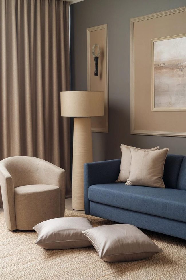 Blue Couch Gray Beige Harmony