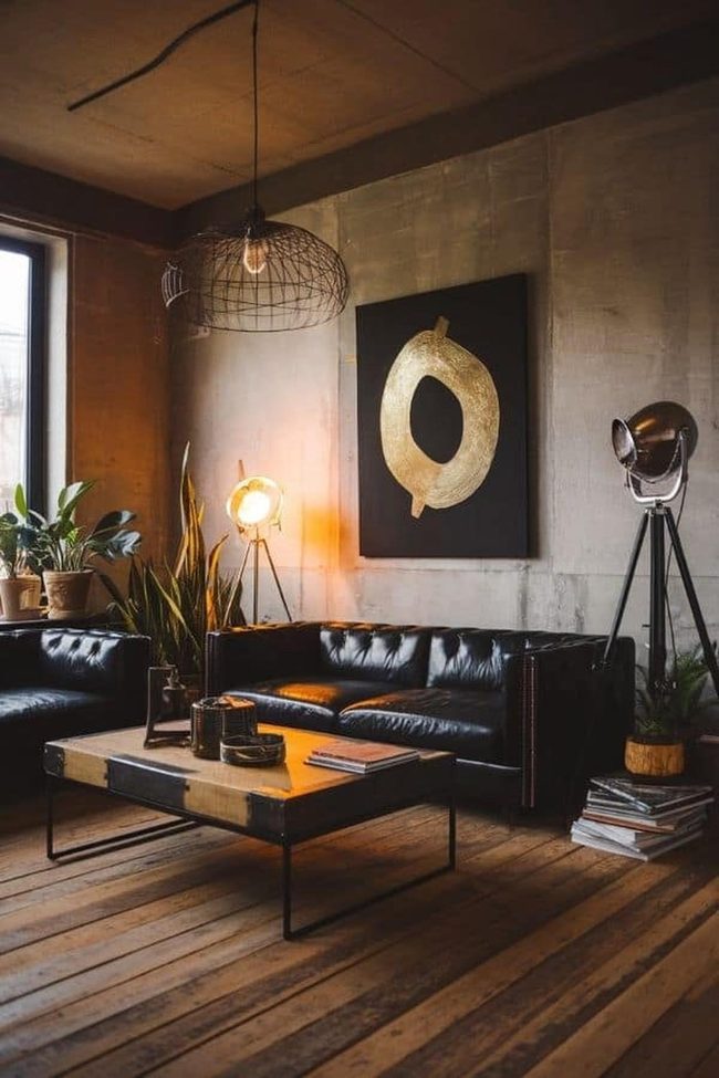 Black Leather Meets Concrete Walls