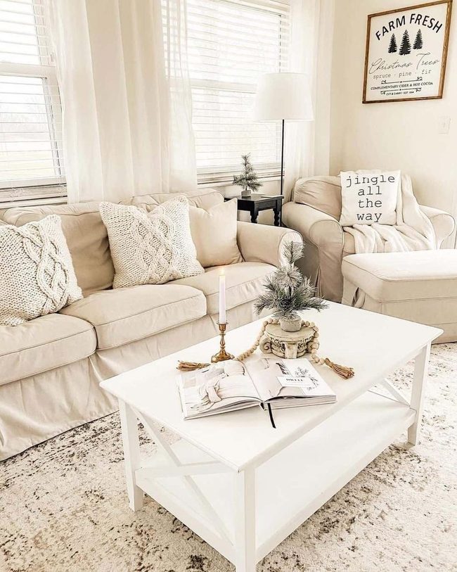 Beige Comfort With Geometric Contrast