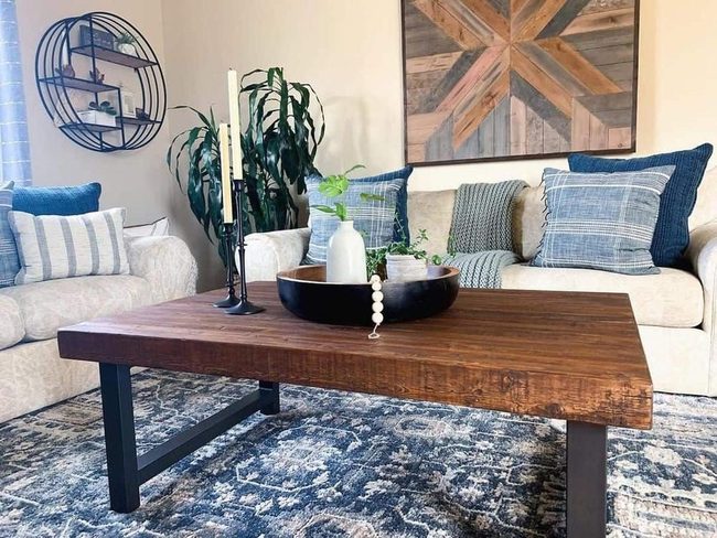 Warm Wood With Cool Blue Tones
