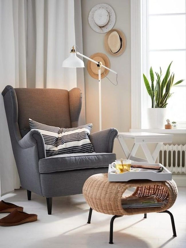 Gray Armchairs, Striped Pillows, Natural Light