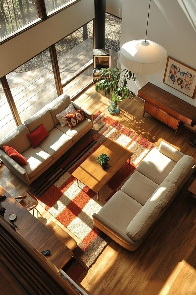 Facing Sofas With Central Ottomans