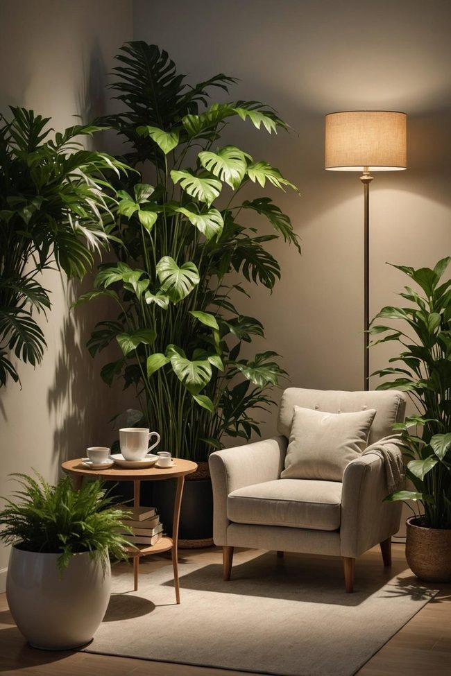 Plush Armchair in Soft Lamplight