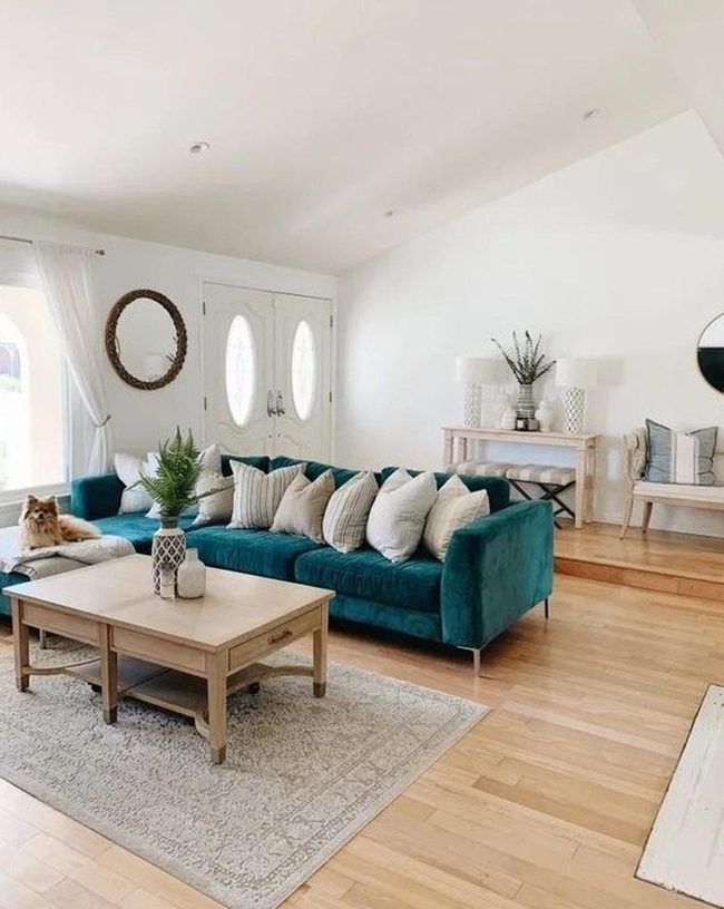 Green Sofa Light-Filled Living Room