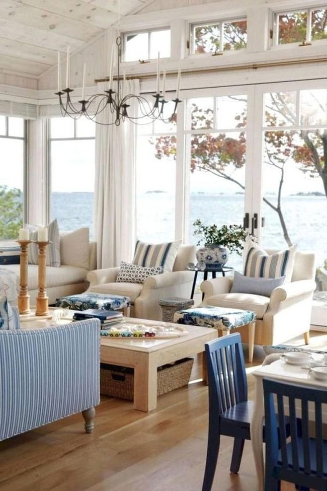 Coastal Cream And Ocean Blue