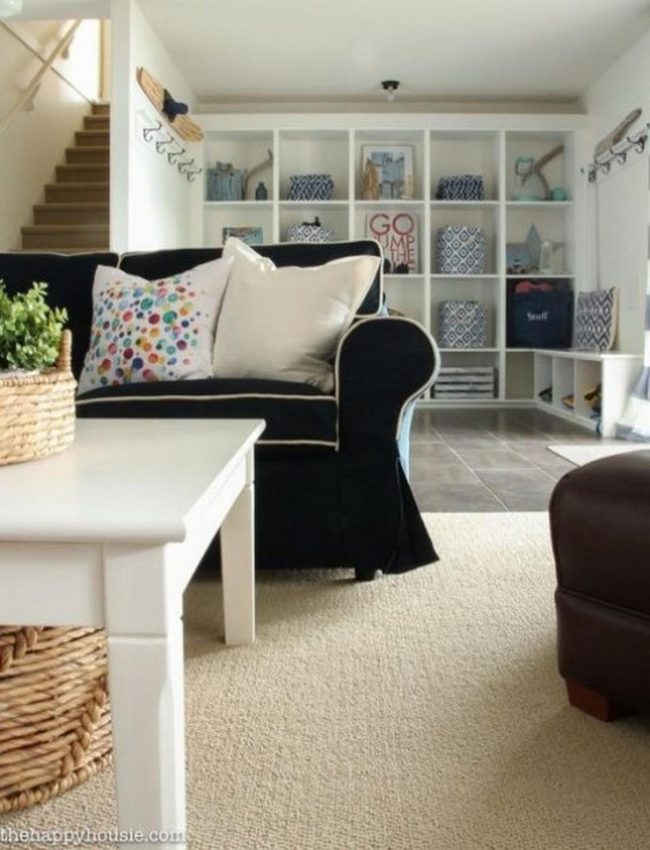 Black Couches With Colorful Pillows