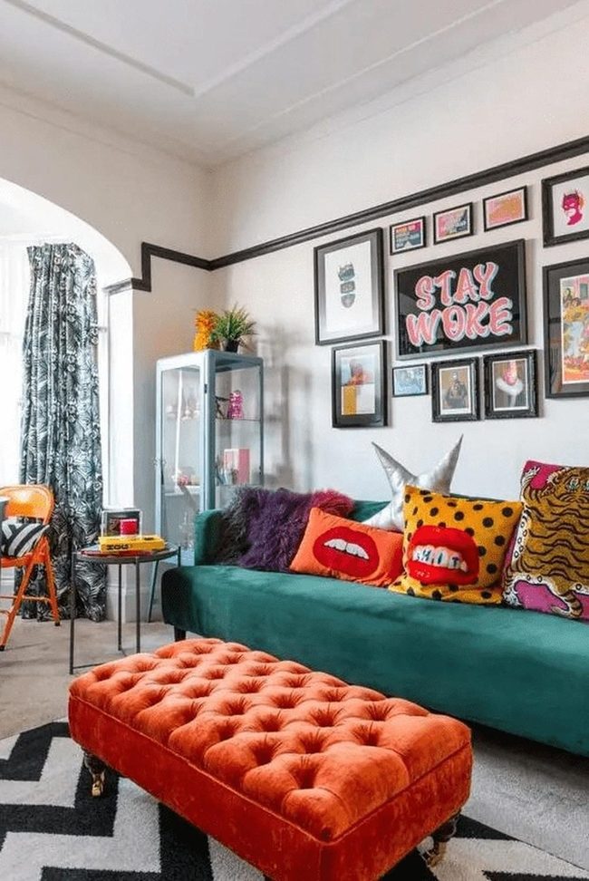 Green Couch Tiger Stripes Statement