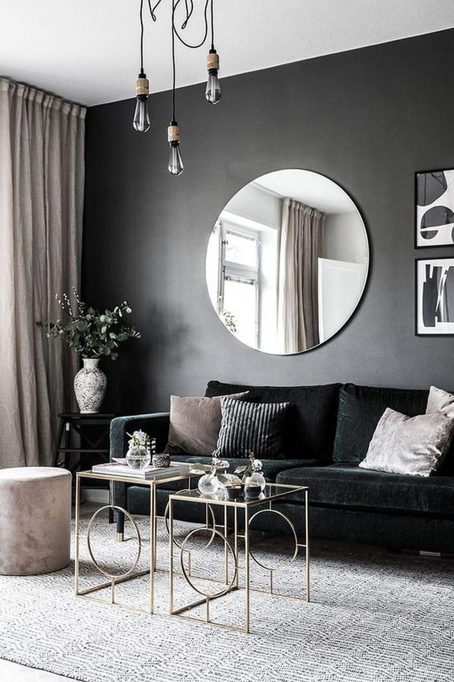 Dark Walls, Golden Accents, Modern Comfort