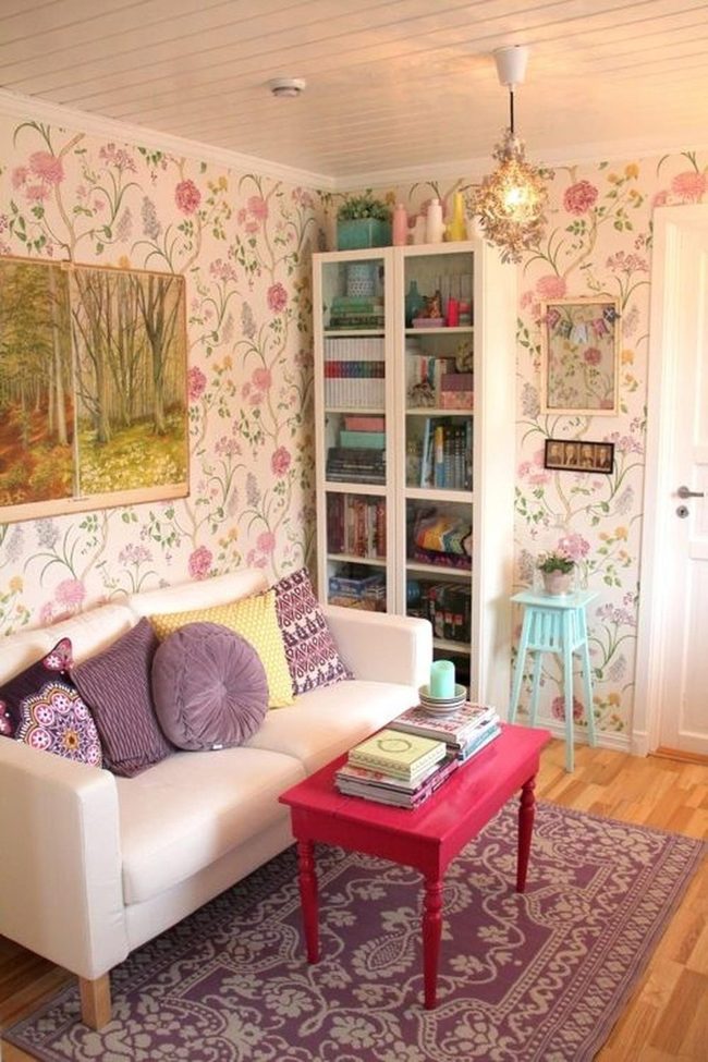 Bold Red Table, Purple Rug Statement