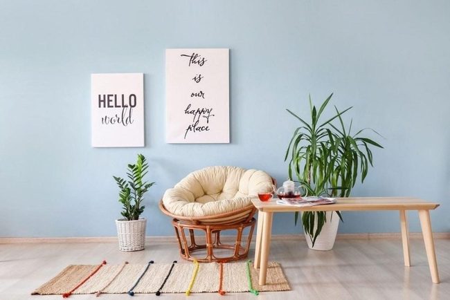Blue Walls, Green Plants, Perfect Retreat