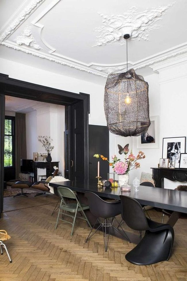 Black Table, Green Metal, Fresh Flowers