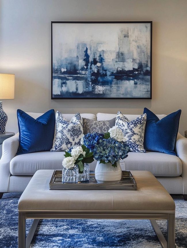 Chic Gray Blue Living Room Furniture