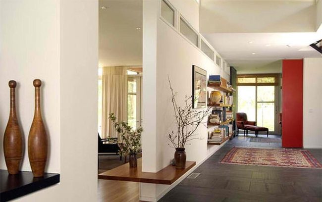 Charcoal Tiles With Warm Wood Accents