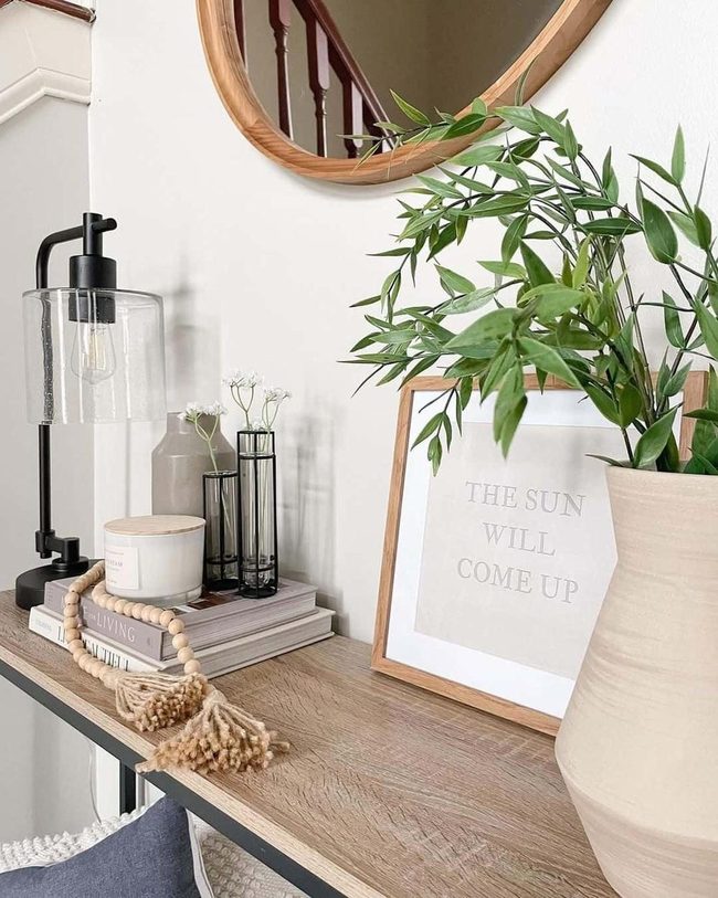 Natural Wood Entry With Living Plants