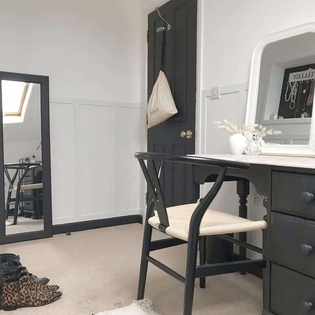 Black Door Gray Wainscoting Elegance