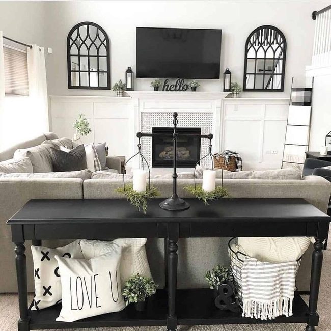 Gray Sectional Meets Fireplace Wall