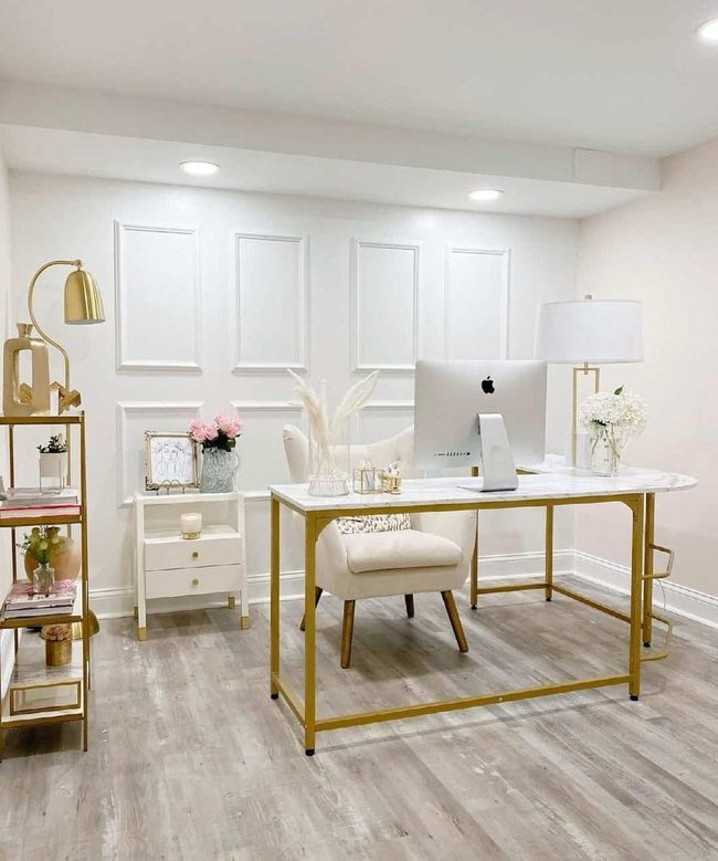 Marble And Gold Home Office