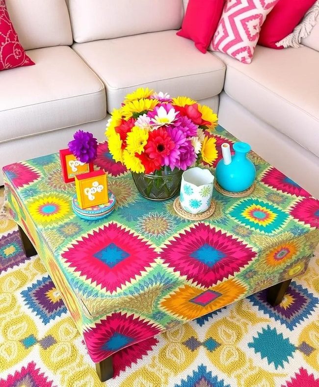 Colorful Patterned Coffee Table Styling