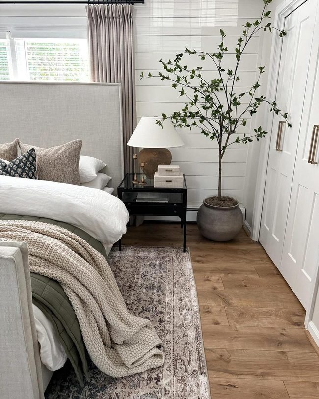 Muted Green Bedroom With Layered Textures