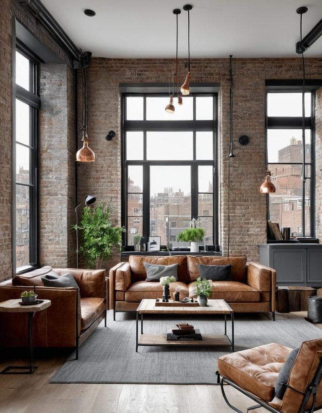 Grey Brick Industrial Living