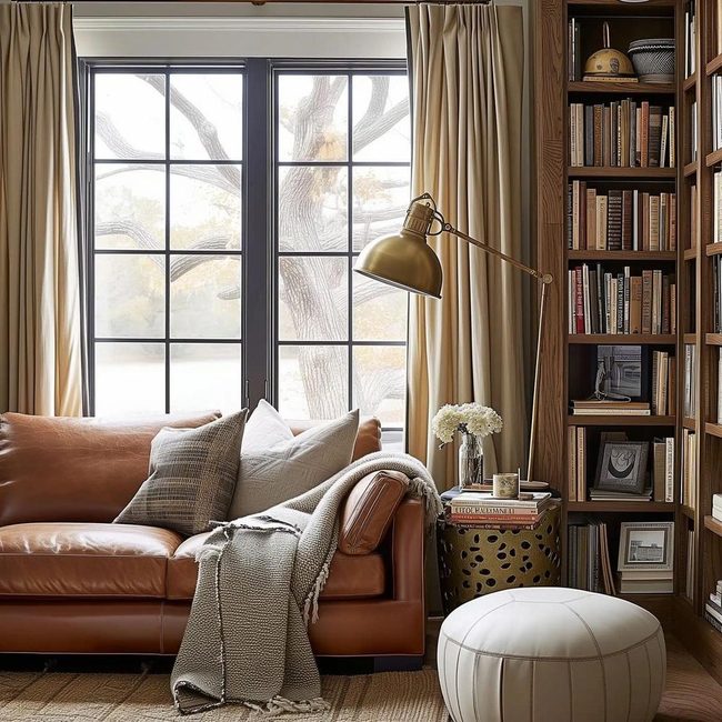 Cognac Leather Reading Retreat