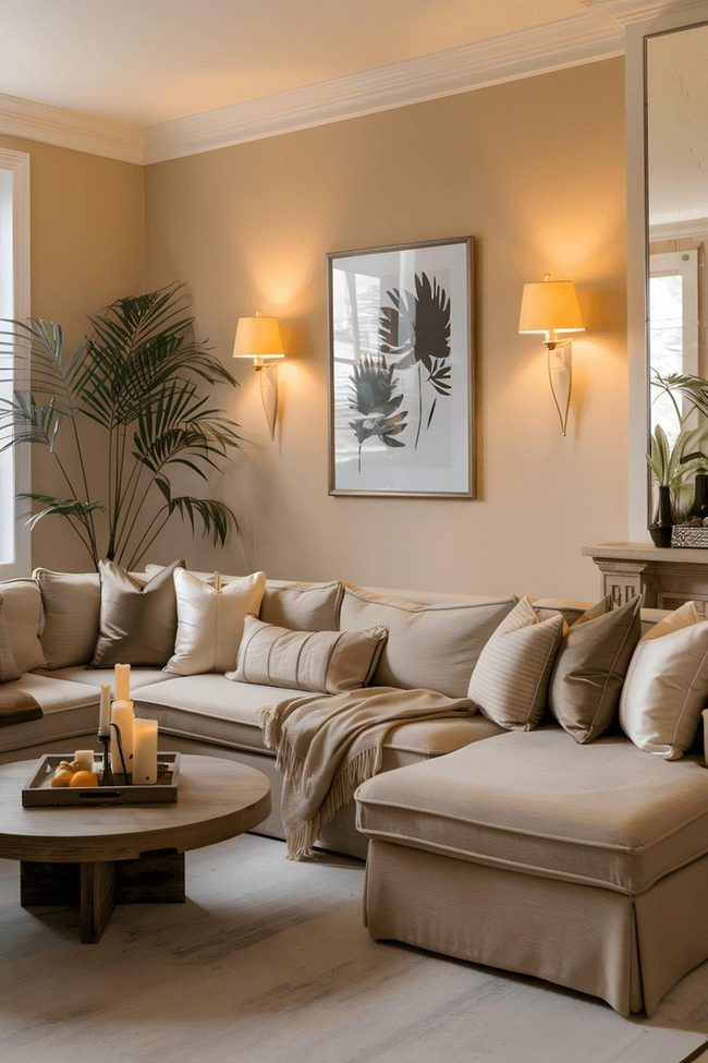 Cream Walls Neutral Luminous Living Room
