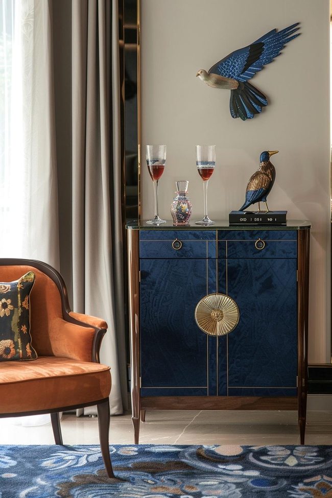 Aged Blue Cabinet With White Collections