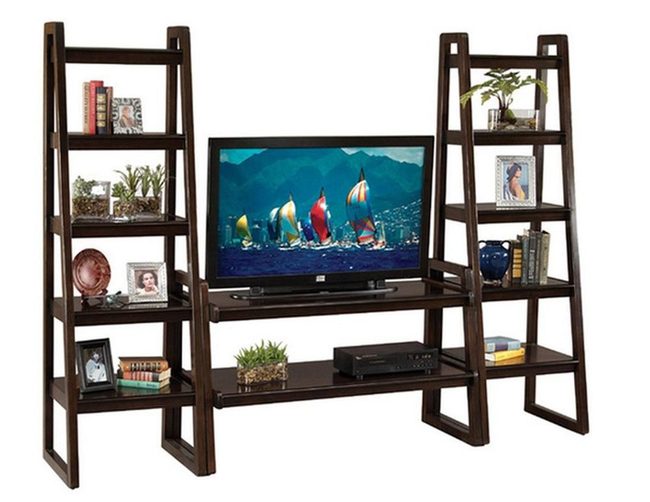 Dark Wood Open Shelving Stand