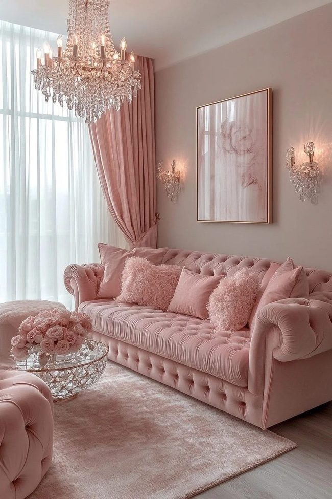 Pink Luxury With Sparkling Chandeliers