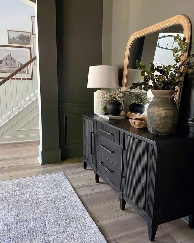 Black Cabinet Against Army Green