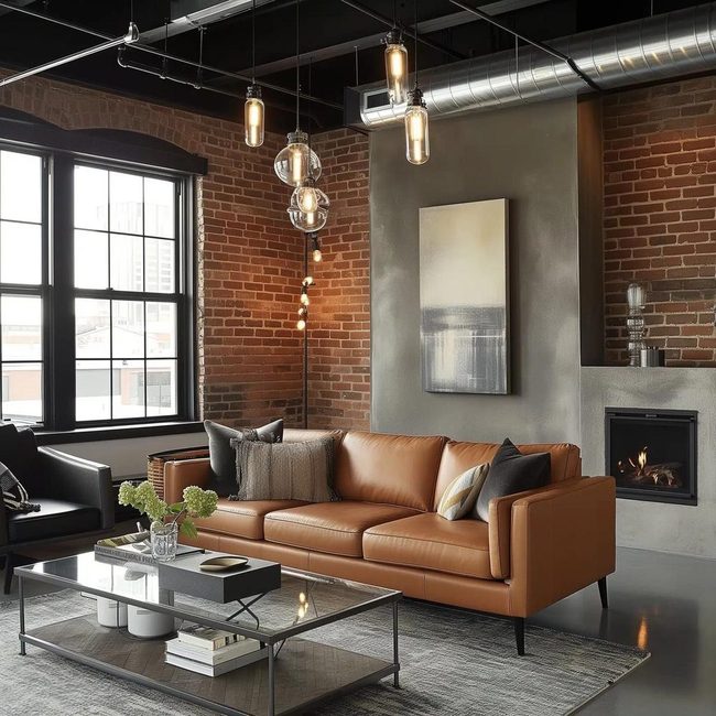 Cognac Leather Meets Raw Concrete