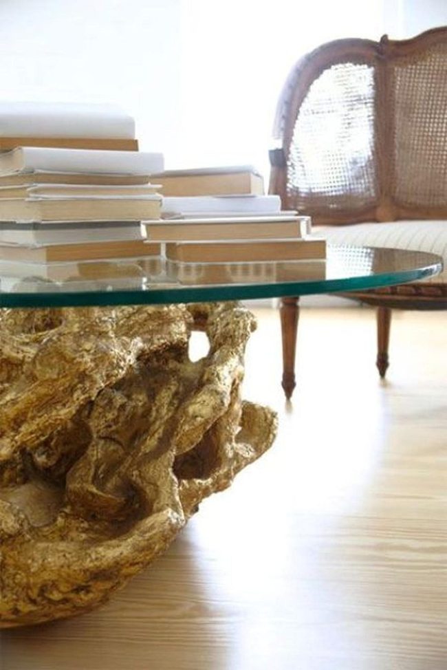 Crystal Table With Gold Base