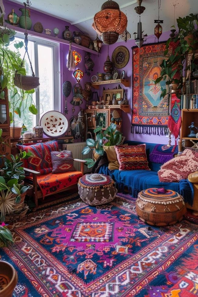 Purple Tapestry Bohemian Lounge