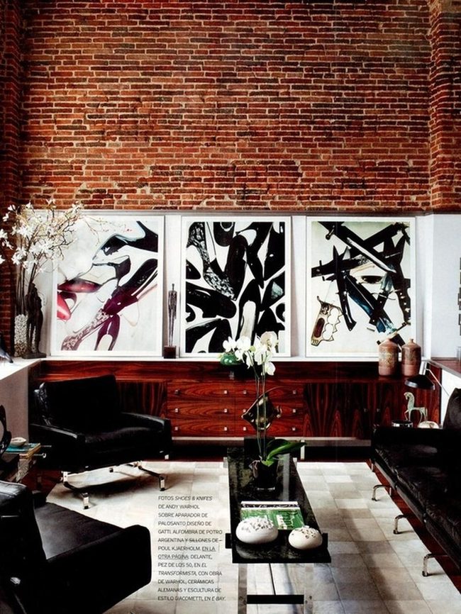 Deep Red Brick With Modern Art
