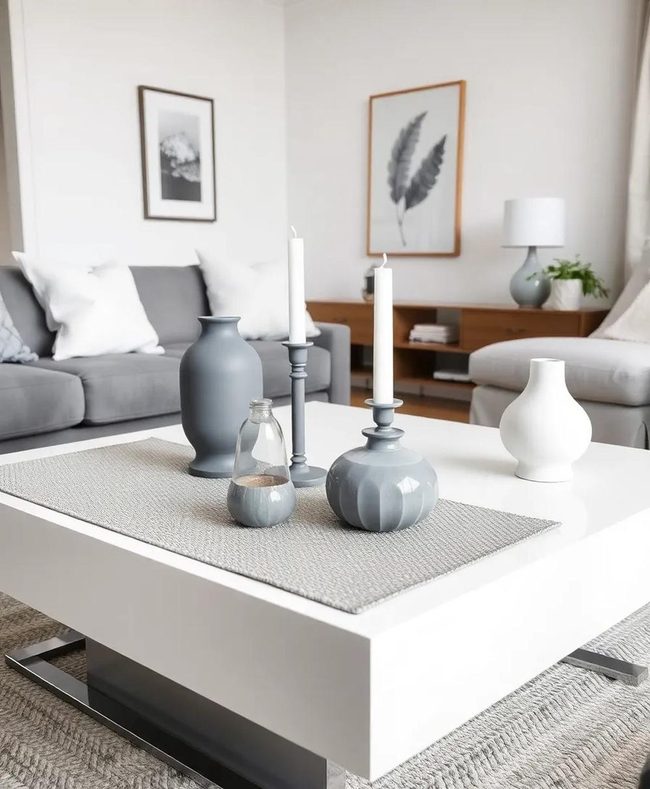 Monochromatic Gray And White Coffee Table