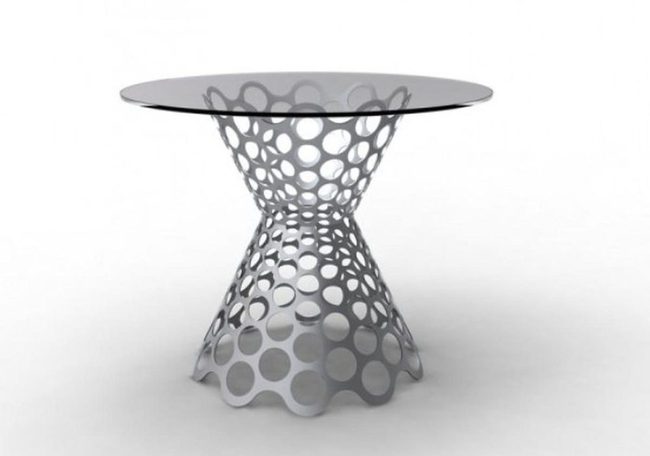 Glass Top With Silver Metal Base